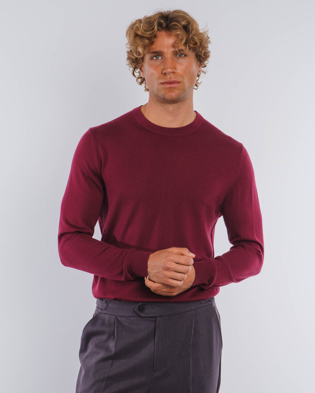 Suéter de Merino en Color Burdeos