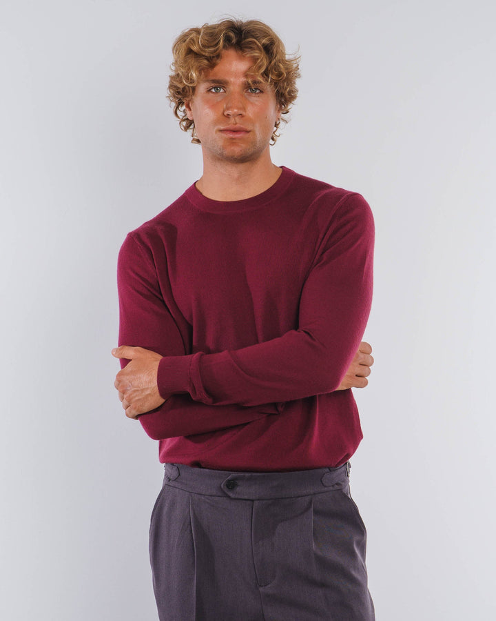 Suéter de Merino en Color Burdeos