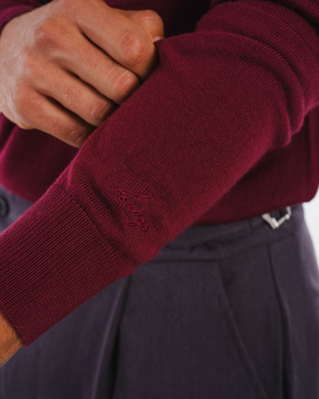 Suéter de Merino en Color Burdeos
