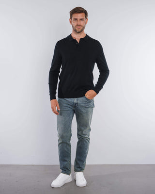 Suéter de Merino con Tapeta Oculta en Negro