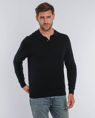 Suéter de Merino con Tapeta Oculta en Negro