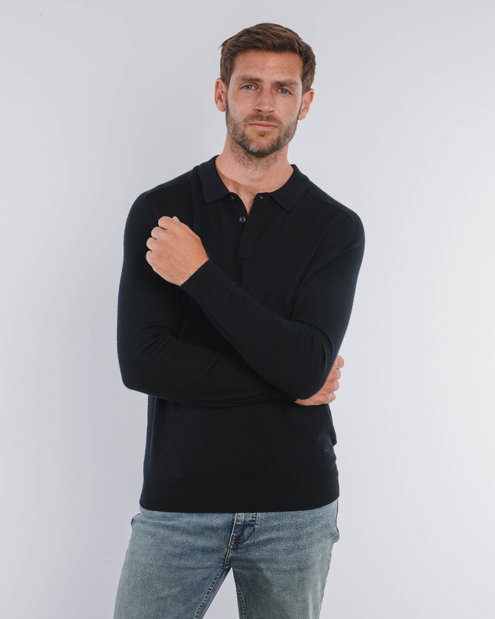 Suéter de Merino con Tapeta Oculta en Negro