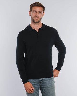 Suéter de Merino con Tapeta Oculta en Negro