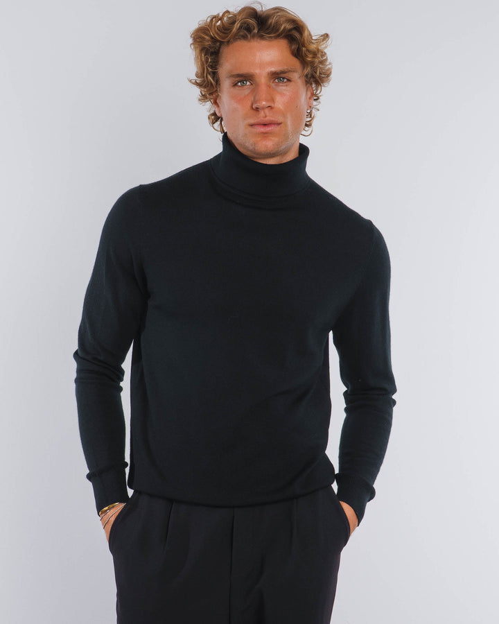 Suéter de Cuello Alto de Merino (Negro)