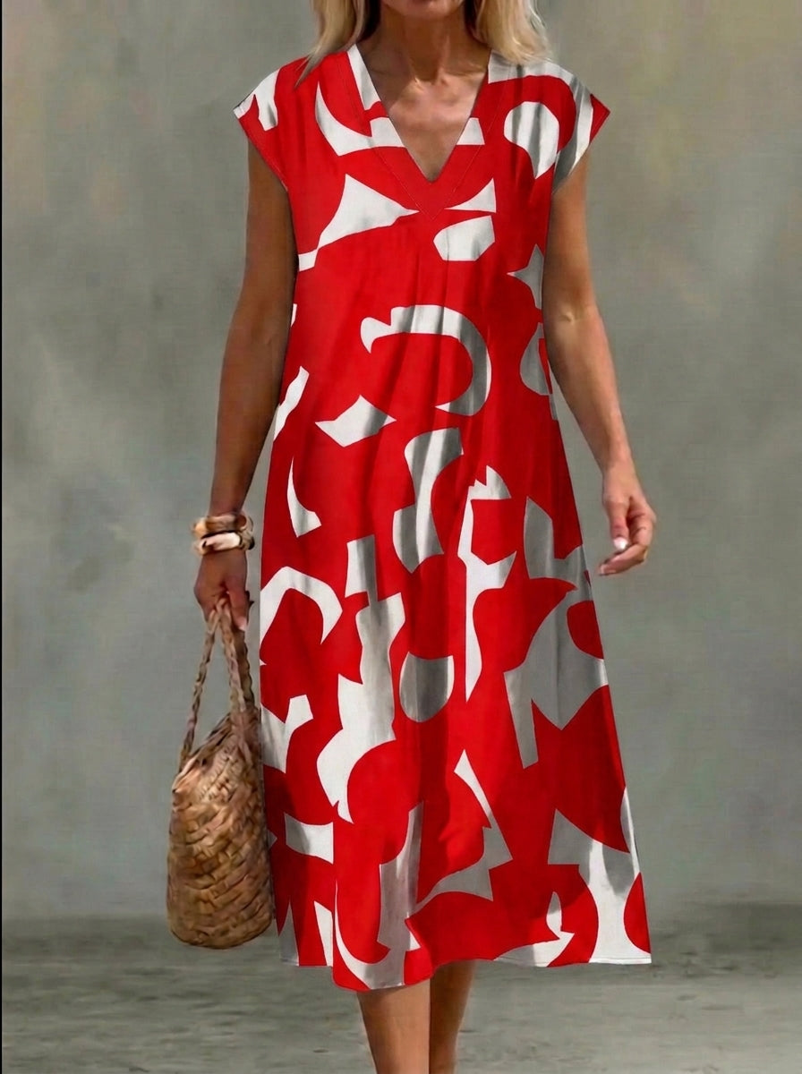 Elena | Vestido Blanco y Negro con Estampado