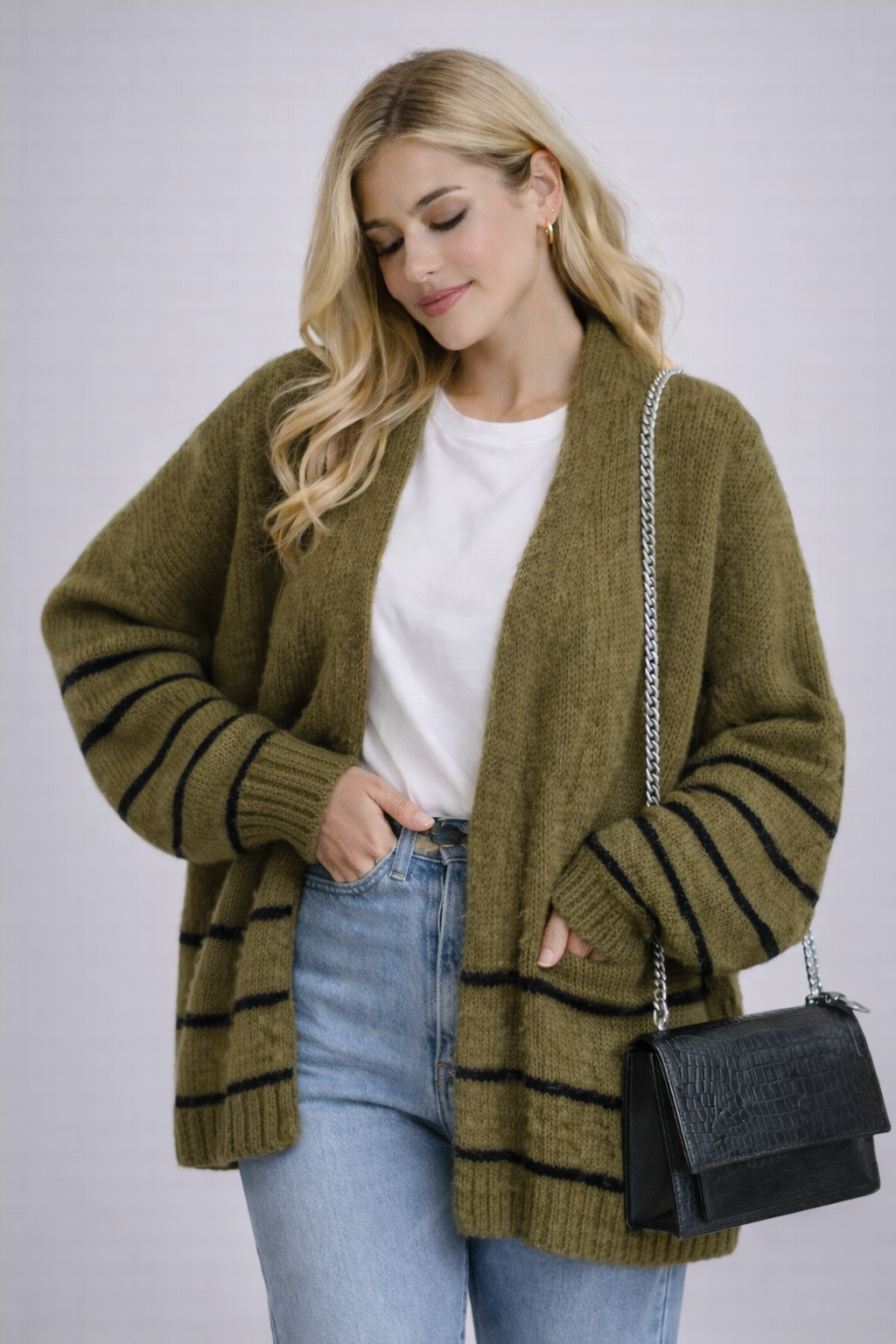 Martina | Cárdigan de rayas oversize con mangas amplias