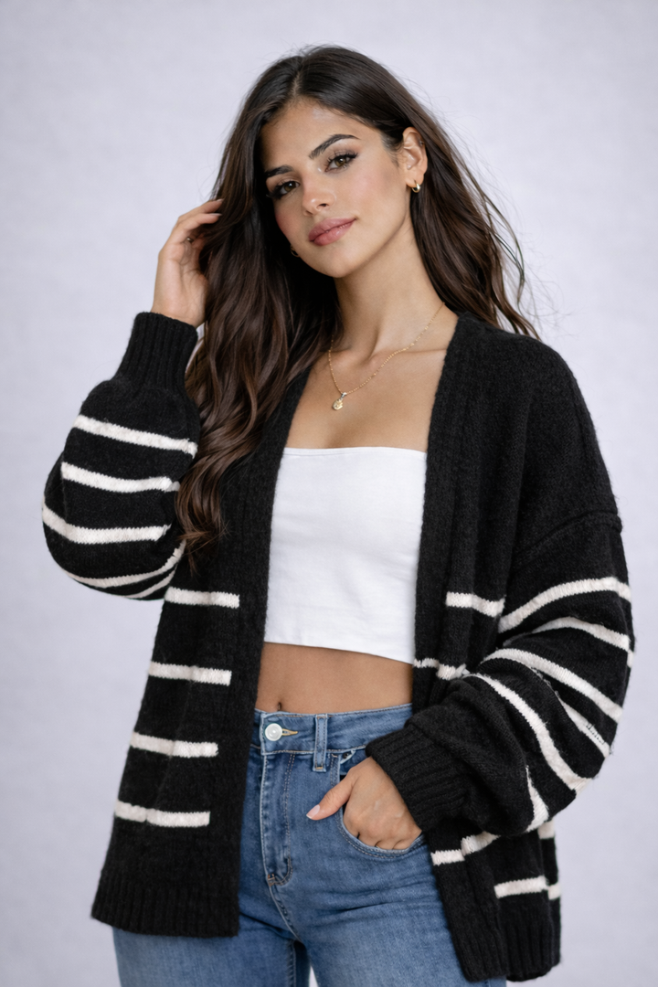 Martina | Cárdigan de rayas oversize con mangas amplias