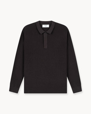 Polo de Punto con Tapeta Discreta (Marrón Oscuro)