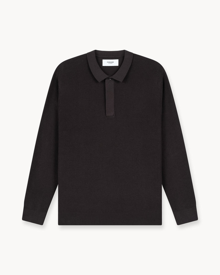 Polo de Punto con Tapeta Discreta (Marrón Oscuro)