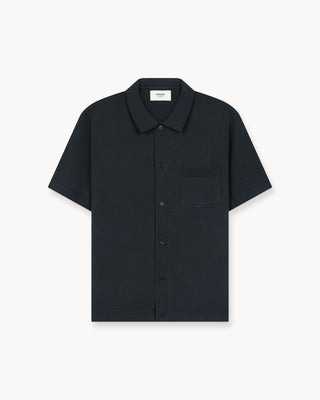 Camiseta de Punto Plano de Manga Corta (Negra)