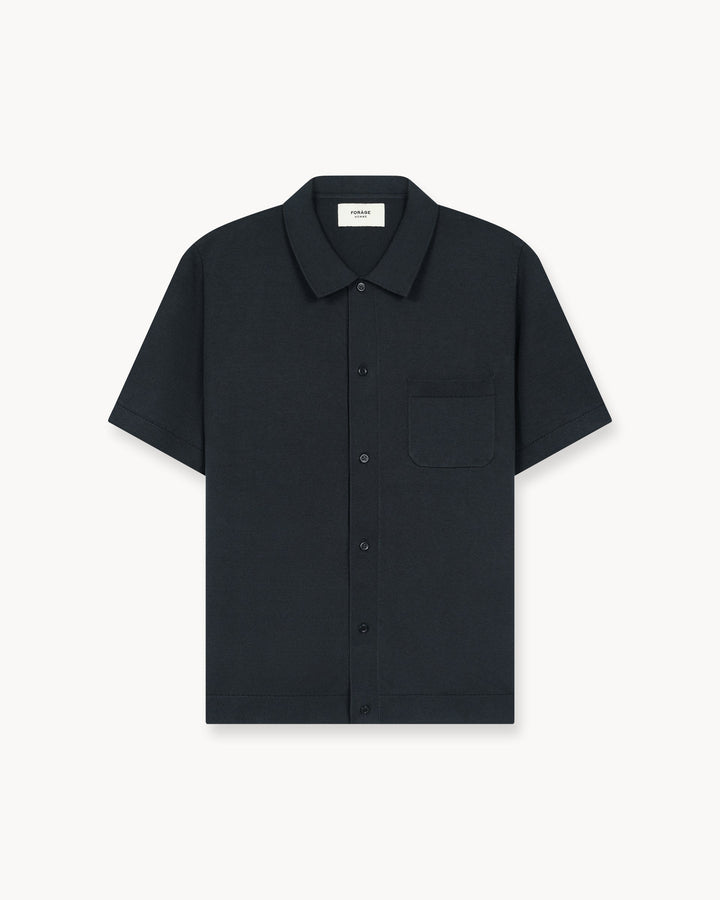 Camiseta de Punto Plano de Manga Corta (Negra)