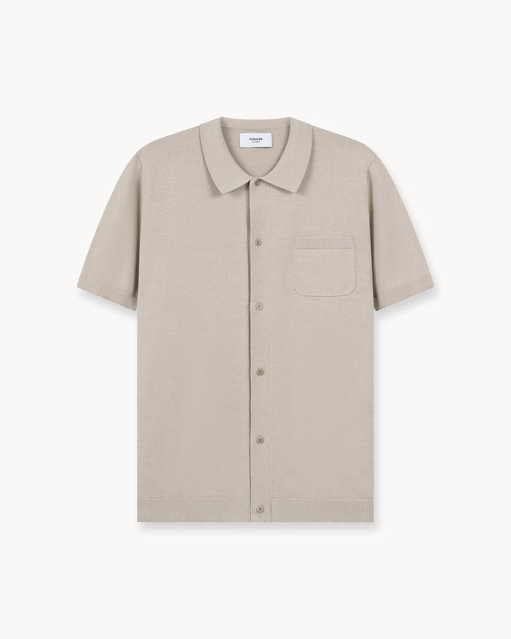 Camiseta de manga corta de tejido plano (taupe)