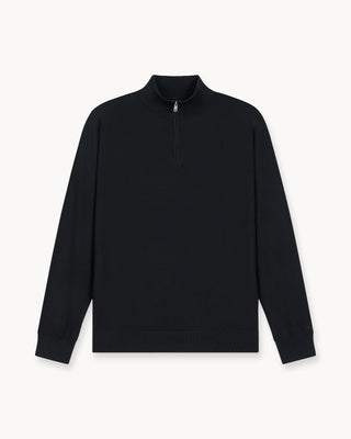 Black Merino Half-Zip Sweater
