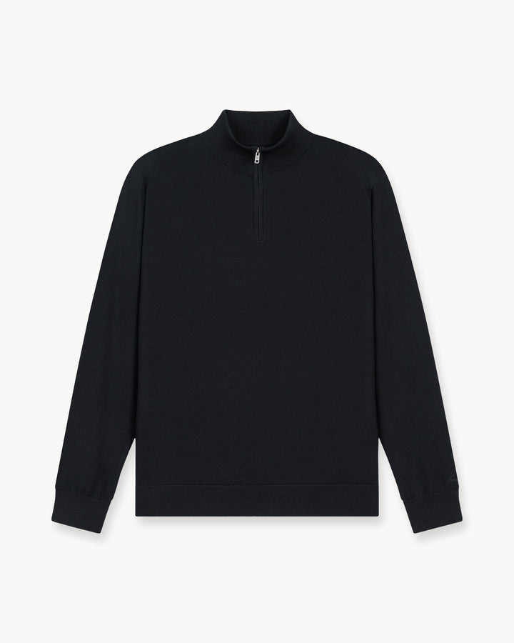 Black Merino Half-Zip Sweater