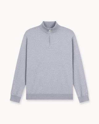 Light Gray Merino Half-Zip Sweater