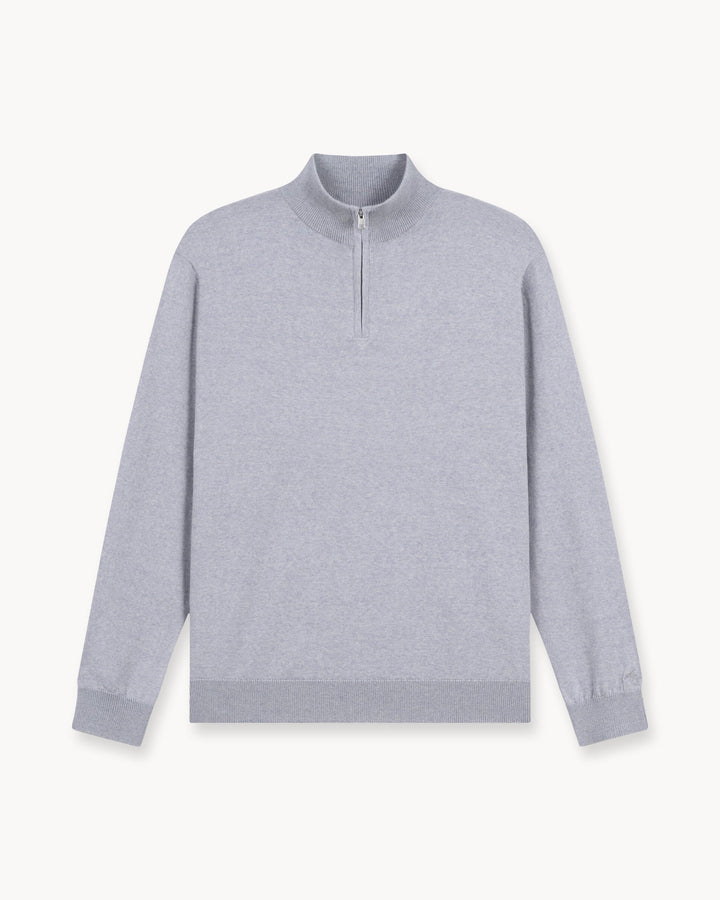 Light Gray Merino Half-Zip Sweater