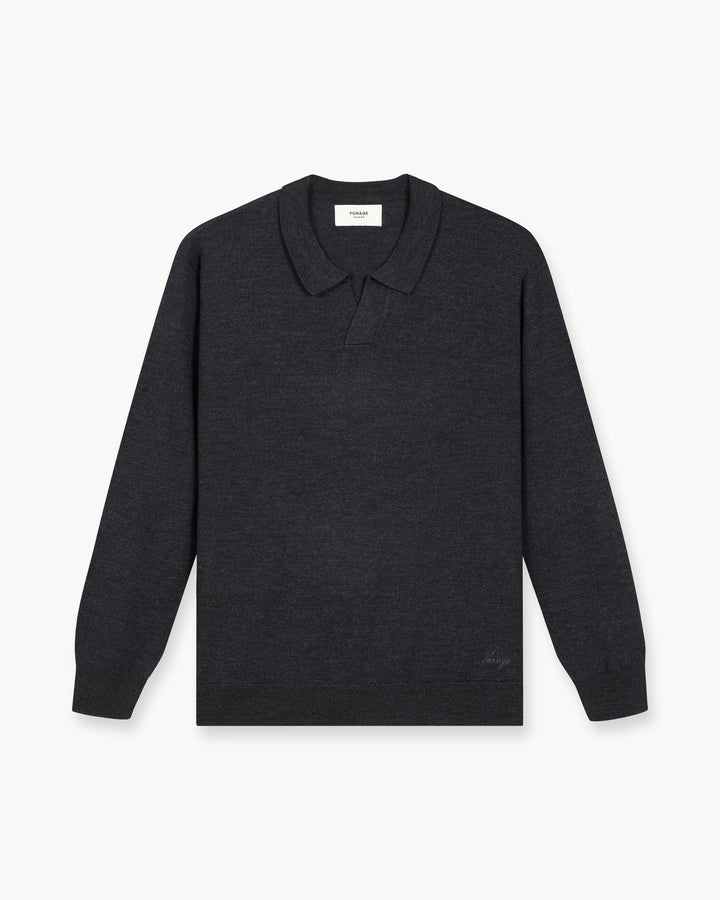 Dark Gray Merino Polo