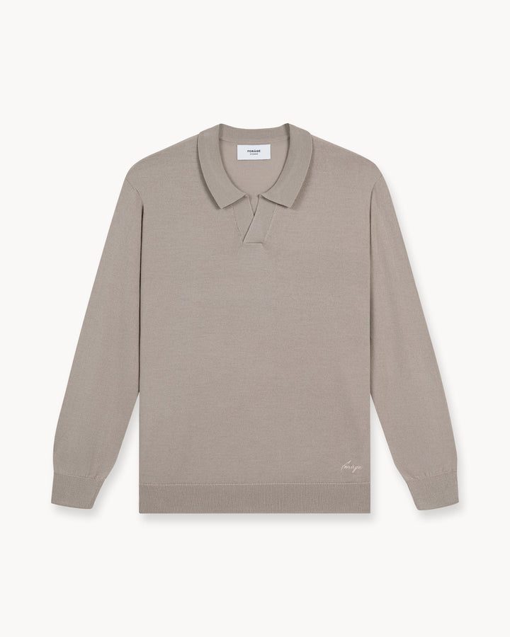 Taupe Merino Polo Shirt