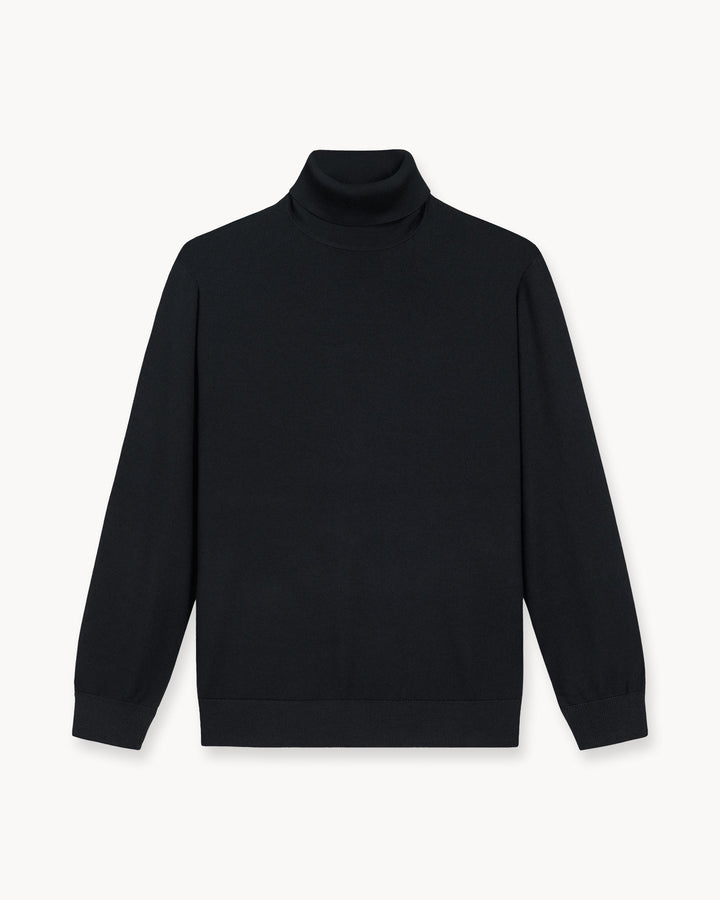 Suéter de Cuello Alto de Merino (Negro)