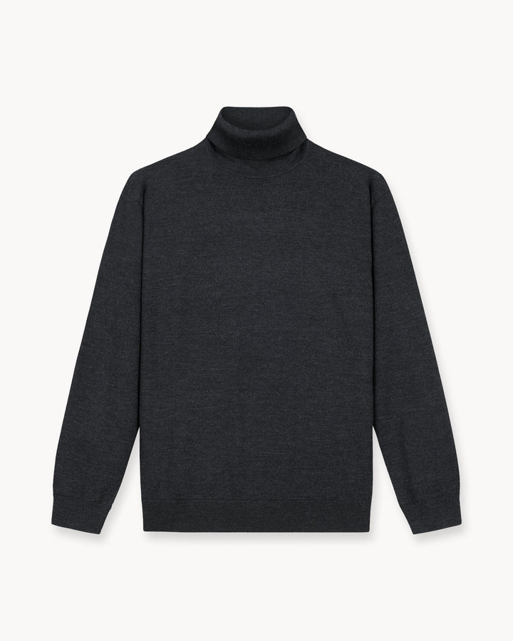 Suéter de Cuello Alto Merino en Gris Oscuro