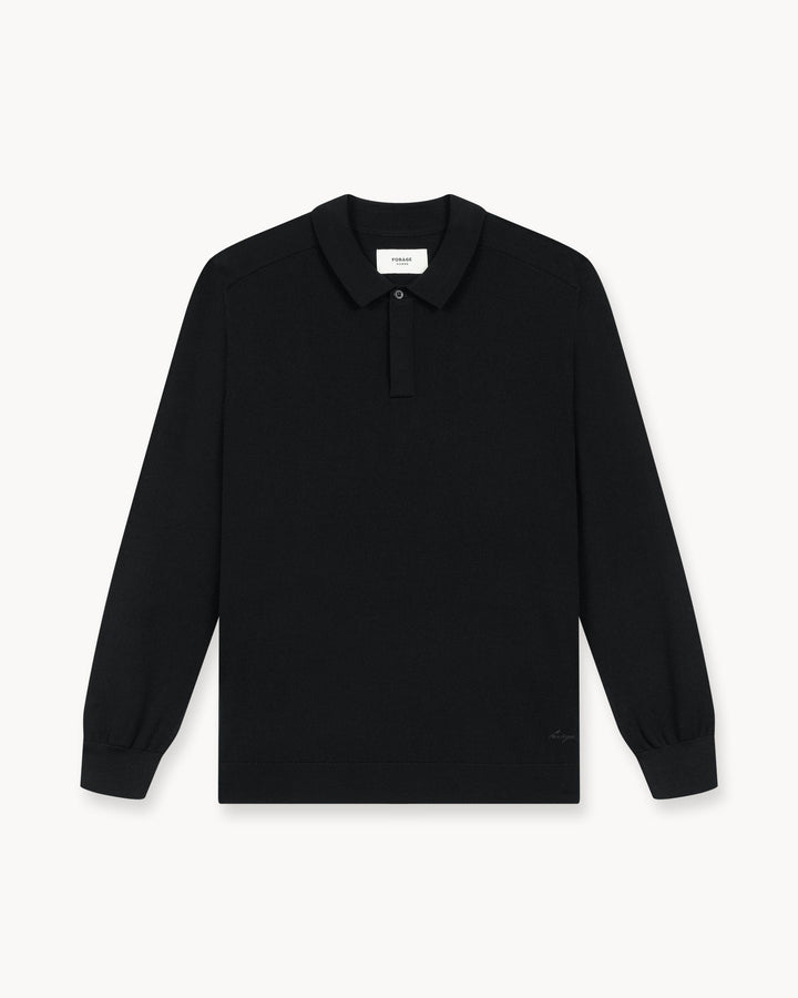 Suéter de Merino con Tapeta Oculta en Negro