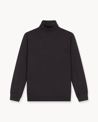 Suéter de Cuello Alto de Merino en Marrón Oscuro
