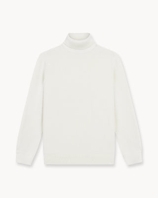 Suéter de Punto Acanalado con Cuello Alto (Blanco Roto)