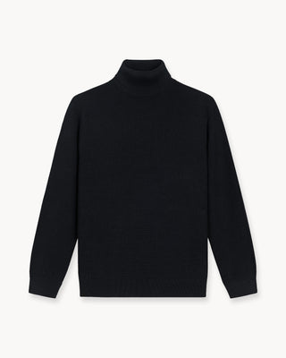 Suéter de Punto Acanalado con Cuello Alto (Negro)