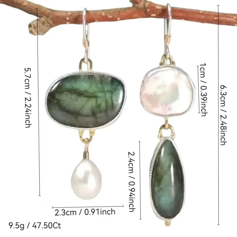 Chic Labradorite Pearl Statement Earrings