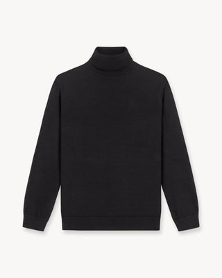 Suéter Ligero de Punto con Cuello Alto - Negro