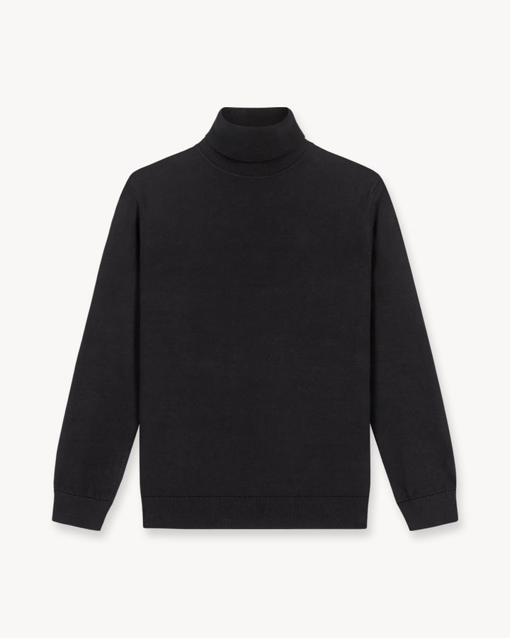 Suéter Ligero de Punto con Cuello Alto - Negro