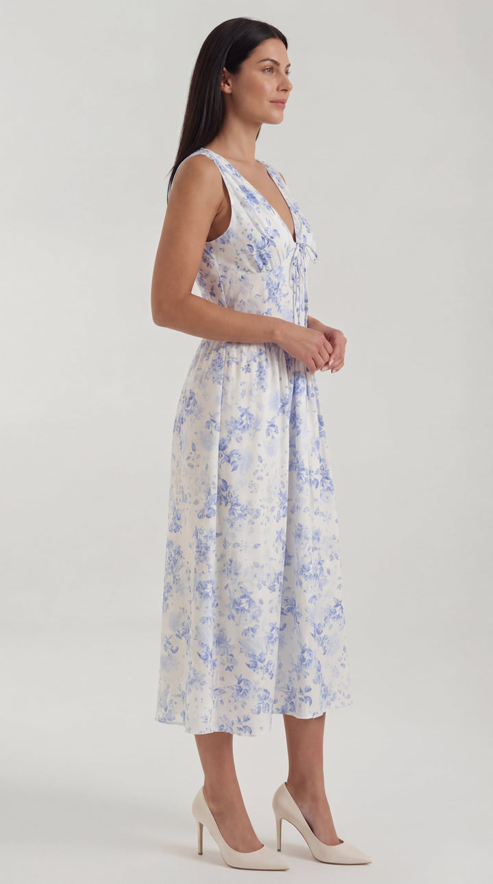 Vestido midi Cassiopeia con escote en V