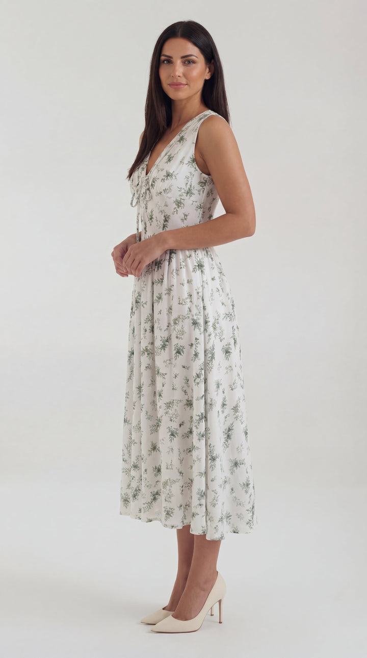 Vestido midi Cassiopeia con escote en V