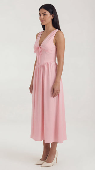 Vestido midi Cassiopeia con escote en V