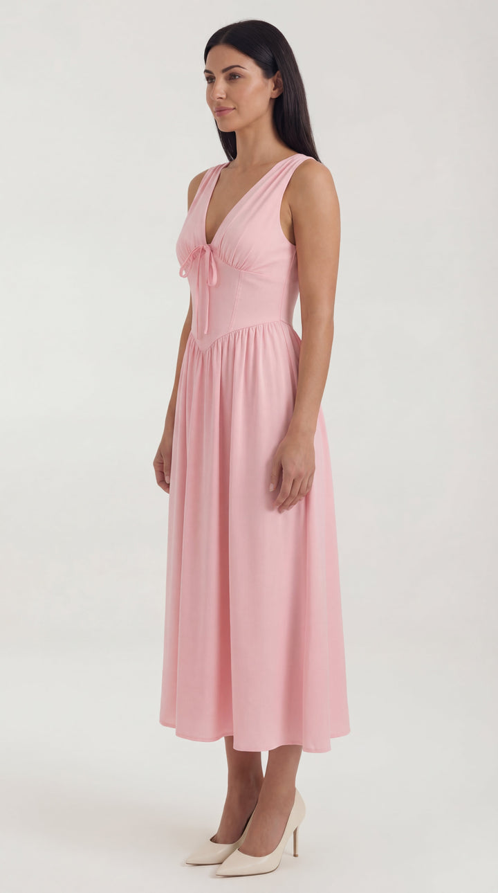 Vestido midi Cassiopeia con escote en V