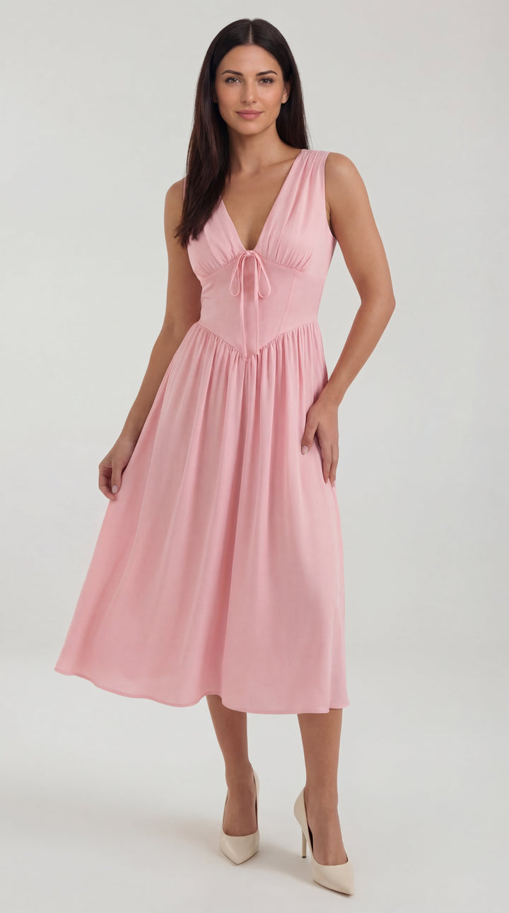 Vestido midi Cassiopeia con escote en V