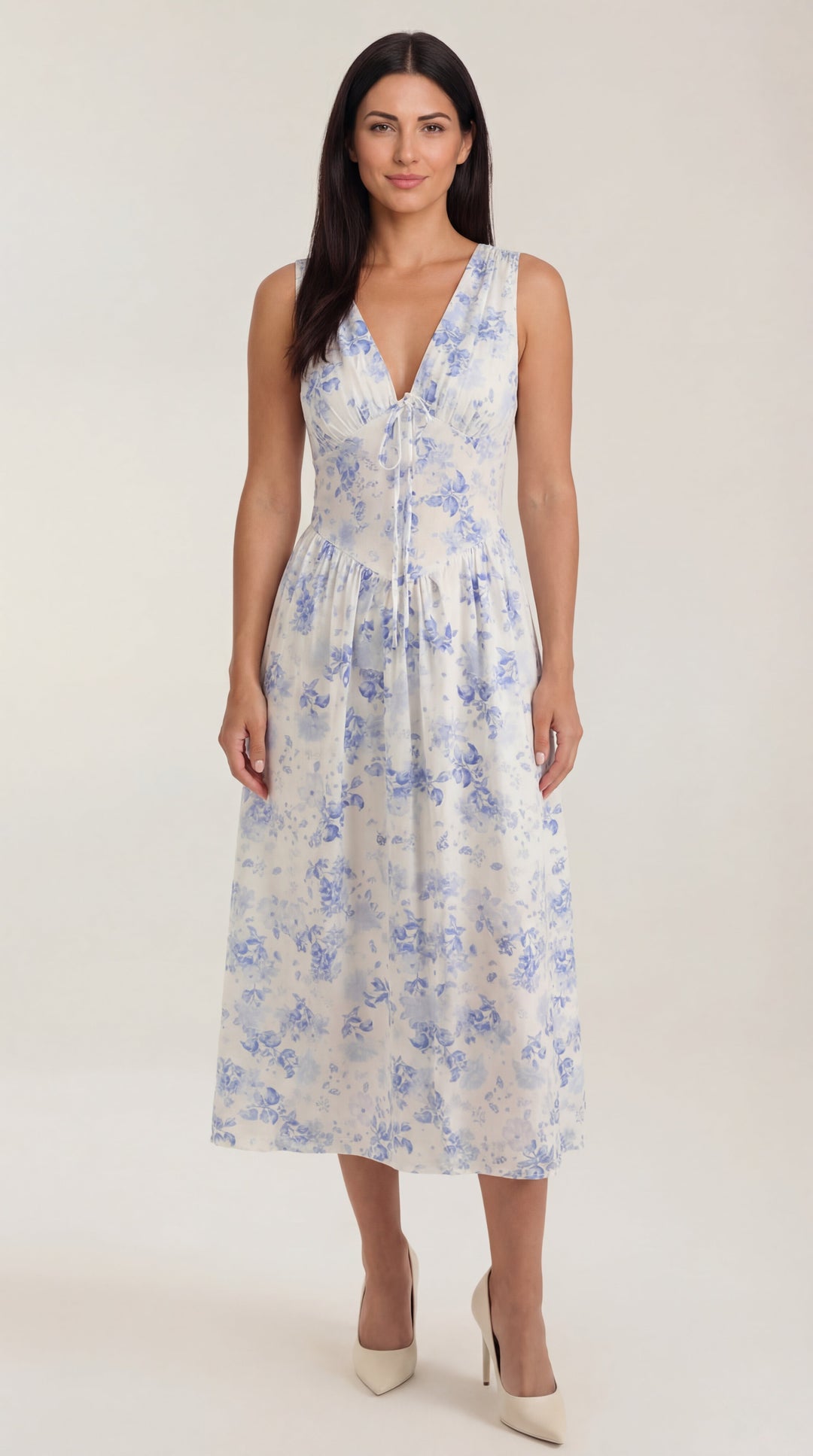 Vestido midi Cassiopeia con escote en V