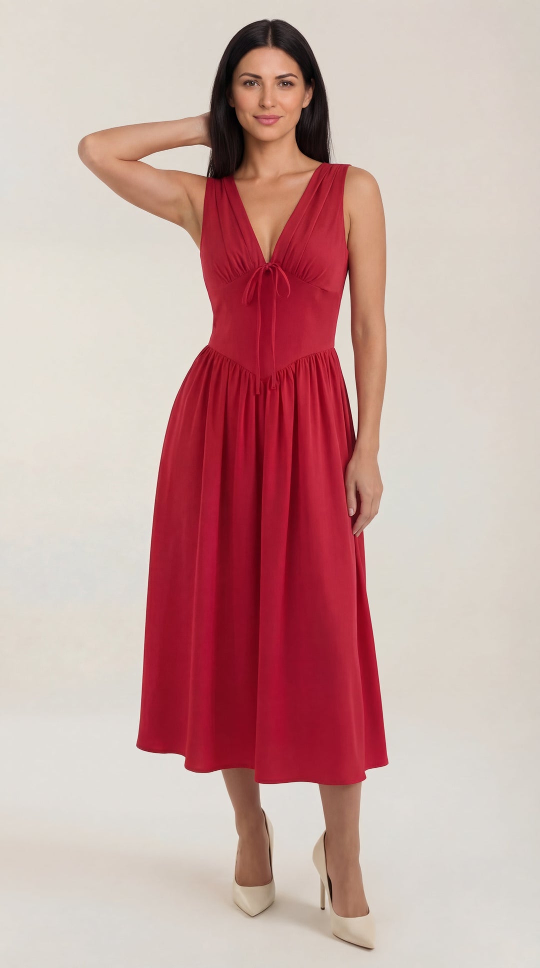 Vestido midi Cassiopeia con escote en V