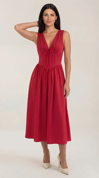 Vestido midi Cassiopeia con escote en V
