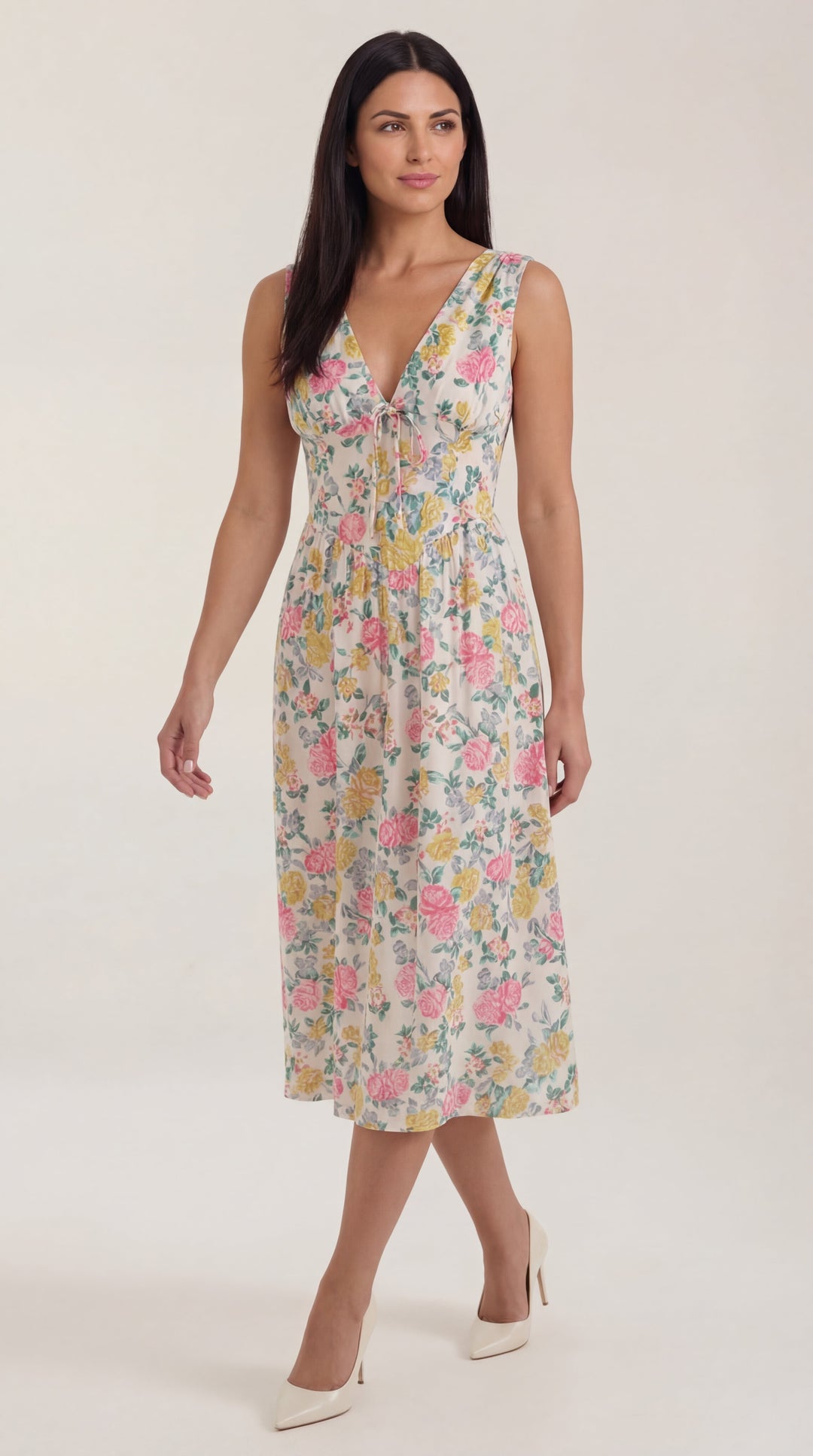 Vestido midi Cassiopeia con escote en V