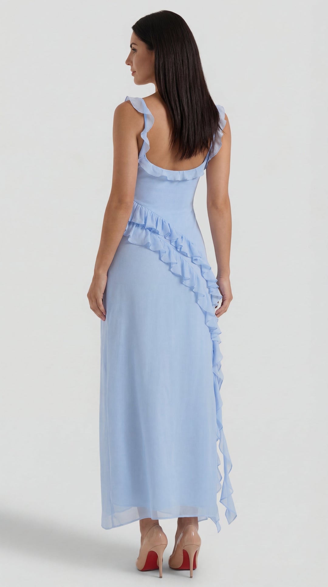 Vestido largo de Susan con detalles de volantes