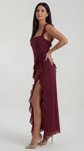 Vestido largo de Susan con detalles de volantes