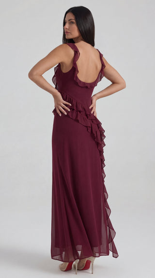 Vestido largo de Susan con detalles de volantes