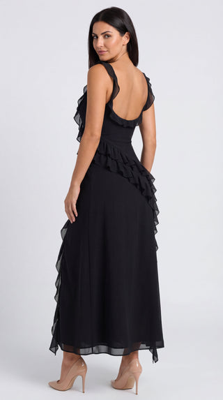 Vestido largo de Susan con detalles de volantes