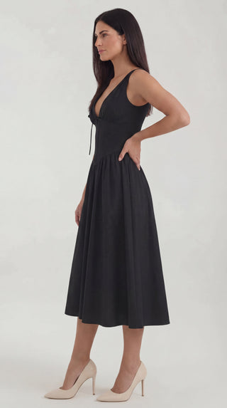 Vestido midi Cassiopeia con escote en V
