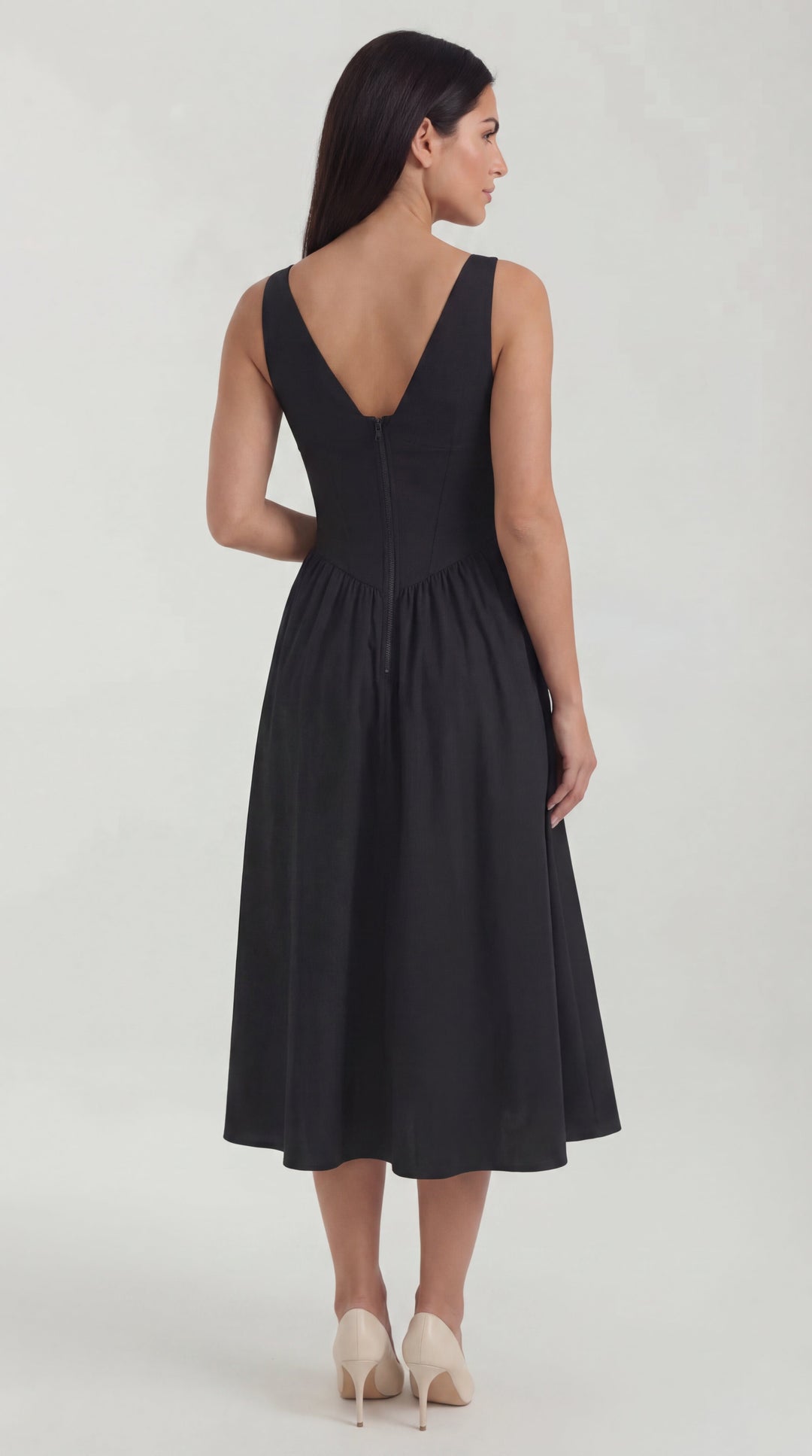 Vestido midi Cassiopeia con escote en V
