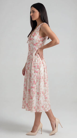Vestido midi Cassiopeia con escote en V