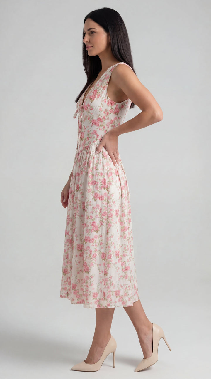 Vestido midi Cassiopeia con escote en V