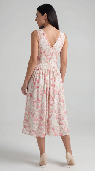 Vestido midi Cassiopeia con escote en V