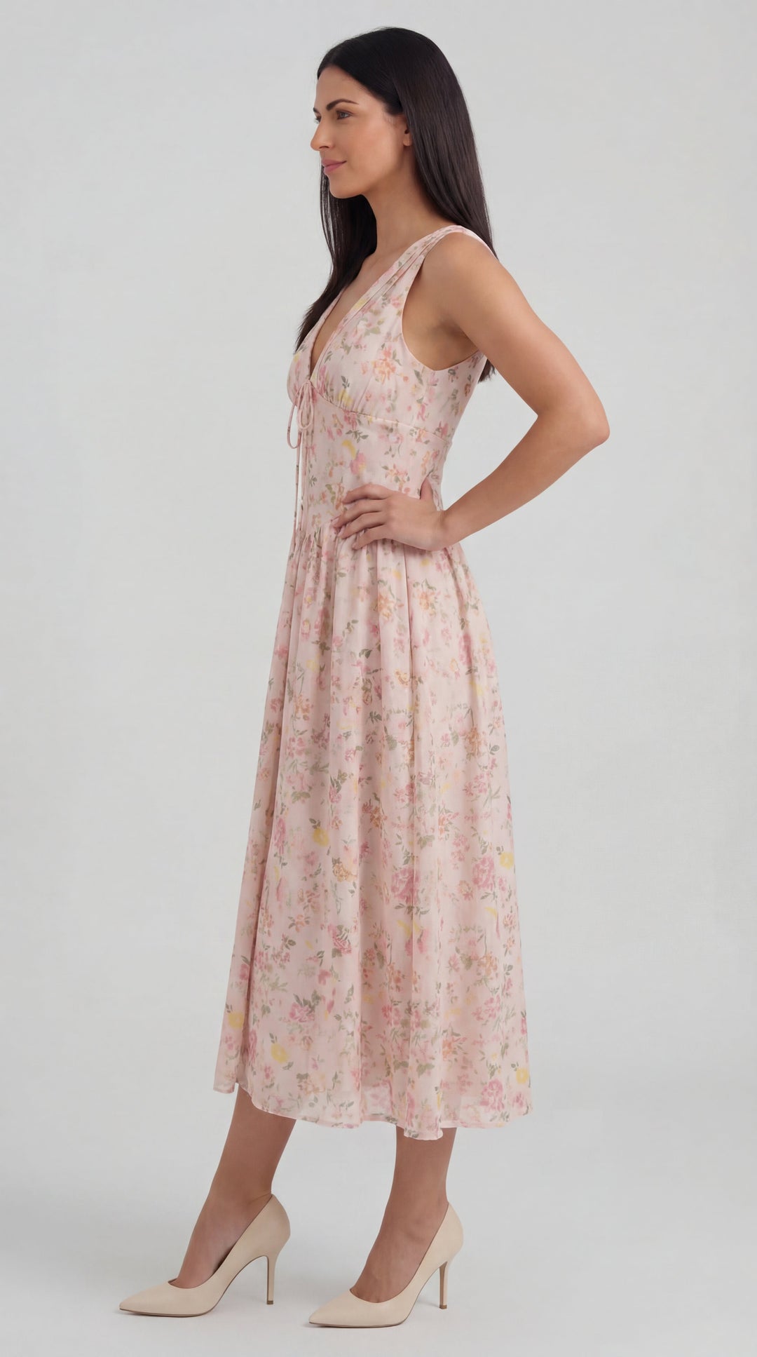 Vestido midi Cassiopeia con escote en V